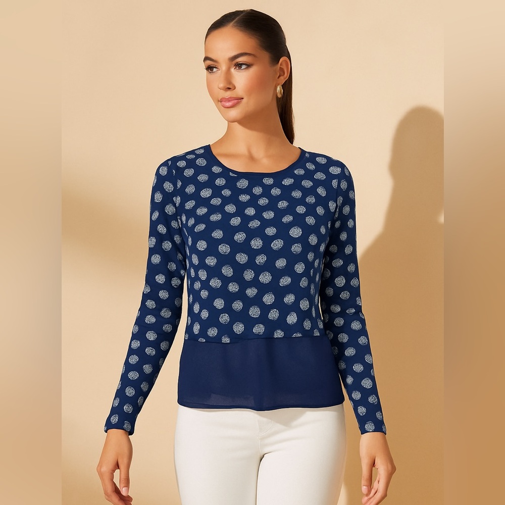 Michael Kors Navy Polka Dot Women's Top blouse